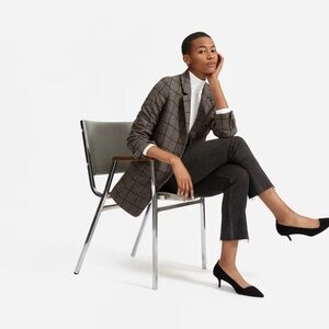 Everlane The Oversized Wool Blazer in Chocolate Houndstooth Windowpane Size 10